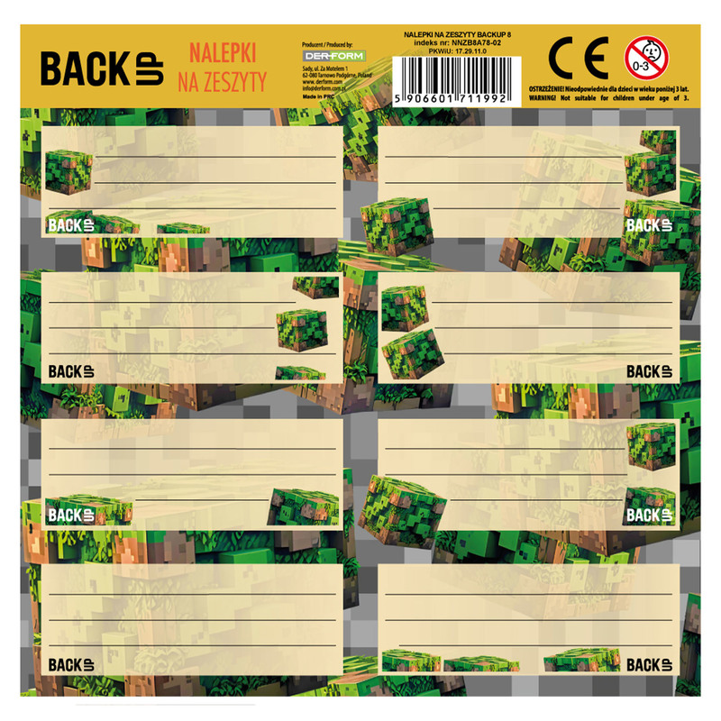 NALEPKI NA ZESZYTY BACKUP 8 A 78 - 0