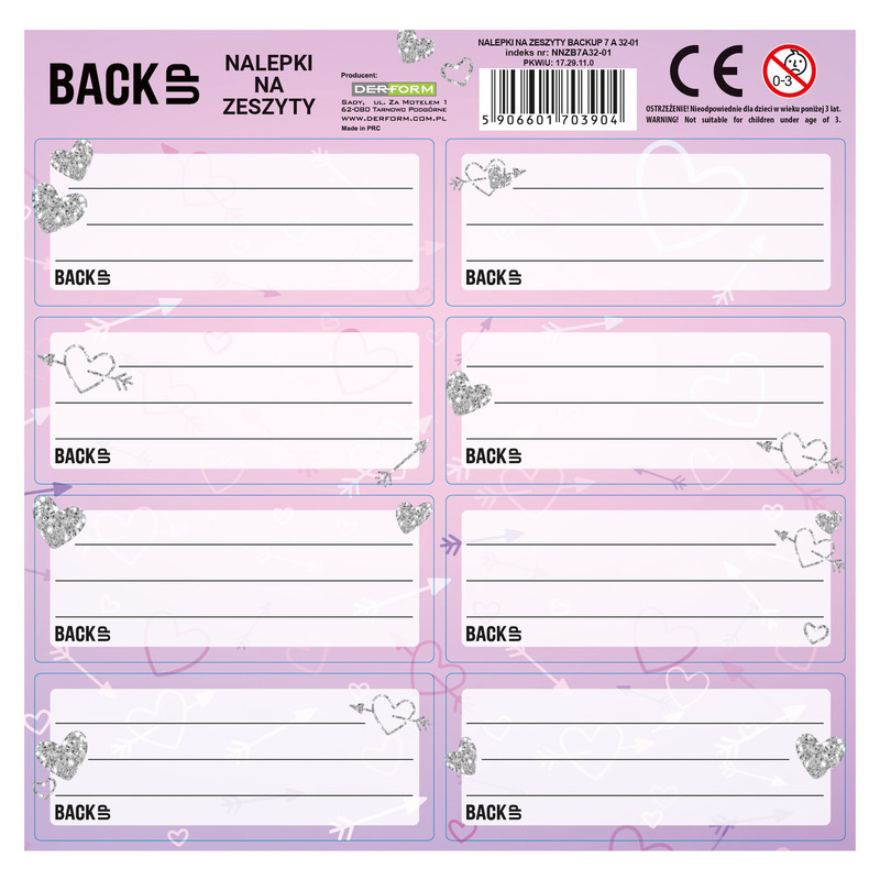 NALEPKI NA ZESZYTY BACKUP 7 A 32