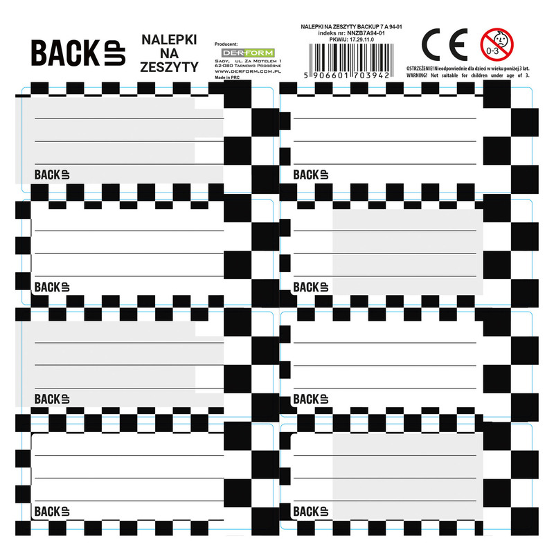 NALEPKI NA ZESZYTY BACKUP 7 A 94